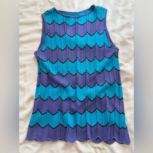 Celmo Purple and Blue Chevron Knit Dress (NWOT)